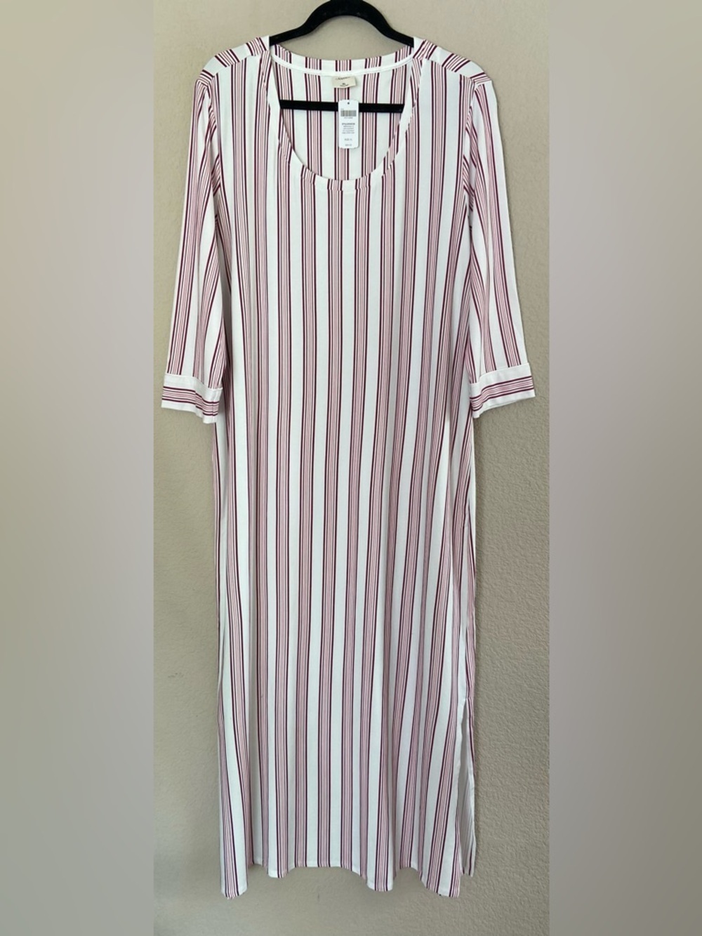 Soma Embraceable PJ long sleepshirt pajamas nightgown striped Sz XL Ivory NWT
